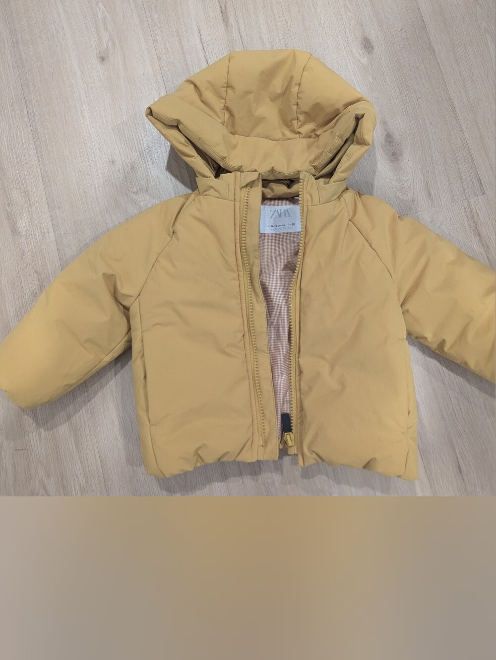 Zara Kids Hooded Puffer Jacket - Mustard